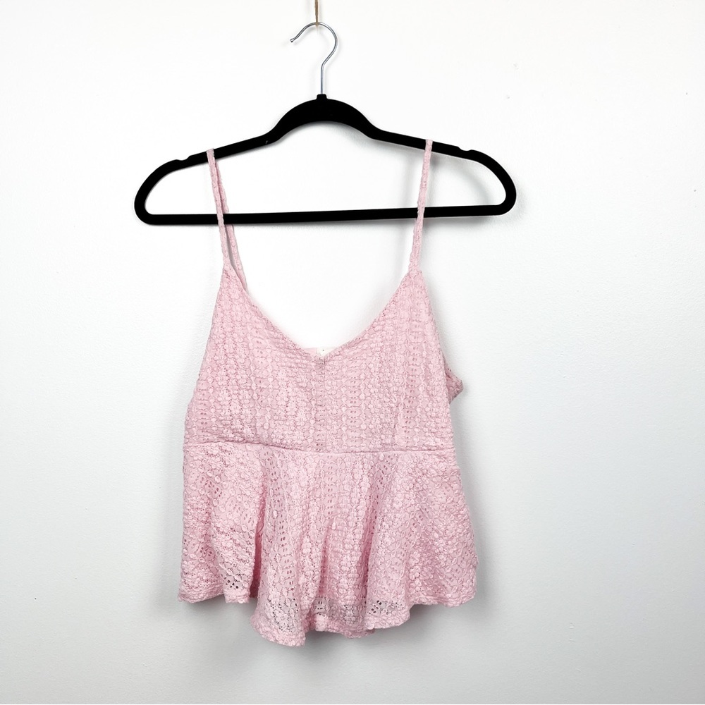 Garage Lacy Light Pink Crop Top Spaghetti Strap